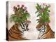 Hot House Tigers, Pair, Pink Green-Fab Funky-Stretched Canvas