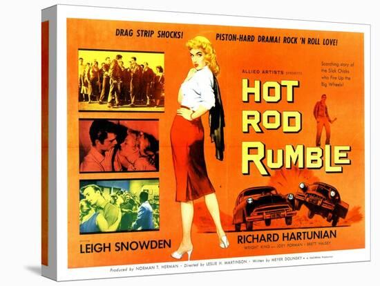 Hot Rod Rumble, UK Movie Poster, 1957-null-Stretched Canvas