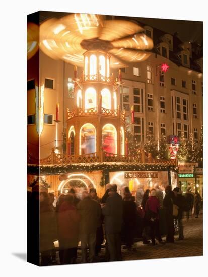 Hot Wine (Gluhwein) Stall With Nativity Scene on Roof at Christmas Market, Dresden, Germany-Richard Nebesky-Premier Image Canvas