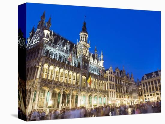 Hotel De Ville (Town Hall) in the Grand Place Illuminated at Night, Brussels, Belgium, Europe-Christian Kober-Premier Image Canvas