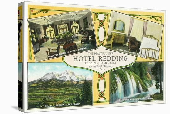 Hotel Redding Interior Views with Scenic Sites - Redding, CA-Lantern Press-Stretched Canvas