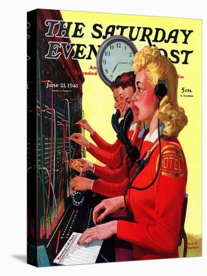 "Hotel Switchboard Operators," Saturday Evening Post Cover, June 21, 1941-Albert W. Hampson-Premier Image Canvas