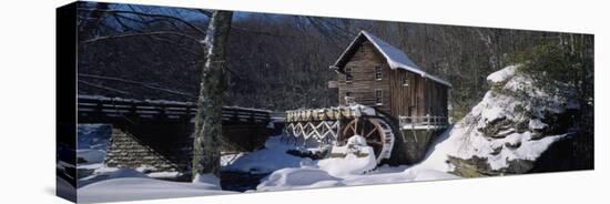 House in a Snow Covered Landscape, Glade Creek, Grist Mill Babcock State Park, West Virginia, USA-null-Premier Image Canvas