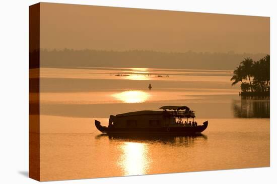 Houseboat at Dusk in Ashtamudi Lake, Kollam, Kerala, India, Asia-Balan Madhavan-Premier Image Canvas