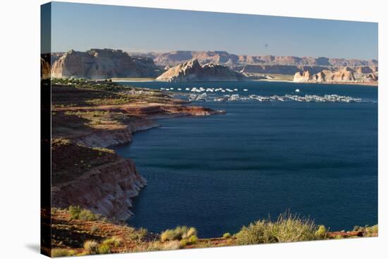 Houseboats at marina at Lake Powell, Arizona, USA-null-Stretched Canvas