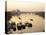 Houseboats Moored on River Thames with Putney Bridge at Sunset, Uk-Simon Warren-Premier Image Canvas