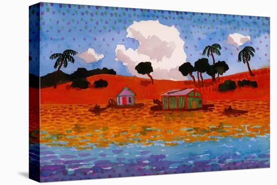 Houseboats on the Amazon River-John Newcomb-Premier Image Canvas