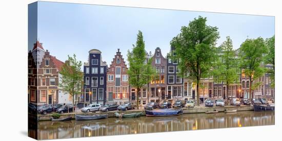 Houses and Boats Along the Herengracht Canal, Amsterdam, North Holland, Netherlands-null-Stretched Canvas