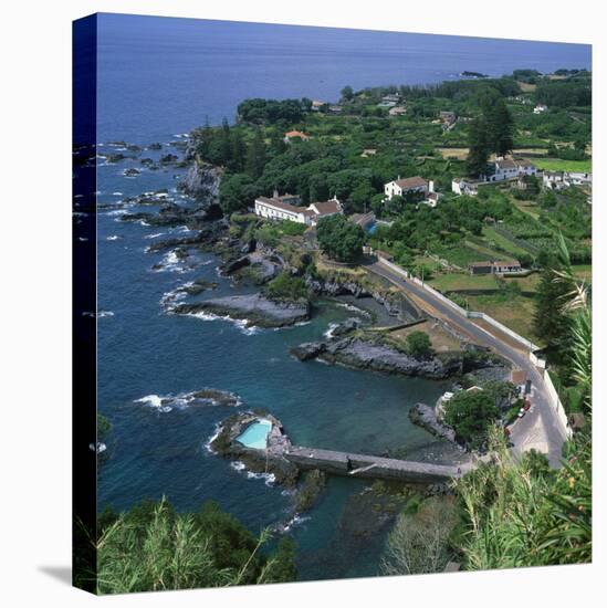 Houses and Rocky Coastline in the South of the Island of Sao Miguel in the Azores, Portugal-David Lomax-Premier Image Canvas