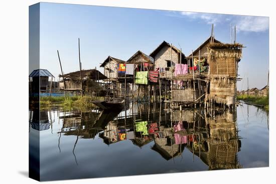 Houses Built on Stilts in the Village of Nampan on the Edge of Inle Lake-Lee Frost-Premier Image Canvas