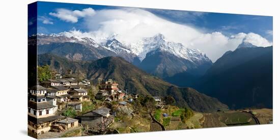 Houses in a Town on a Hill, Ghandruk, Annapurna Range, Himalayas, Nepal-null-Premier Image Canvas