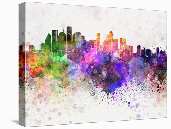 Houston Skyline in Watercolor Background-paulrommer-Stretched Canvas