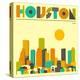 Houston Skyline-Jazzberry Blue-Stretched Canvas