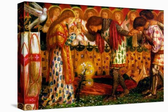 How Sir Galahad, Sir Bors and Sir Percival Were Fed with the Sanc Grael-Dante Gabriel Rossetti-Stretched Canvas