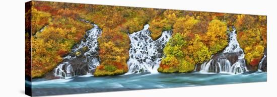 Hraunfossar Waterfall, Iceland-Frank Krahmer-Stretched Canvas