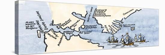 Hudson's Map of His Voyages in the Arctic, Published in 1612-null-Premier Image Canvas