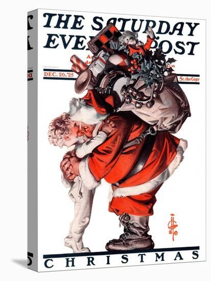 "Hug from Santa," Saturday Evening Post Cover, December 26, 1925-Joseph Christian Leyendecker-Premier Image Canvas