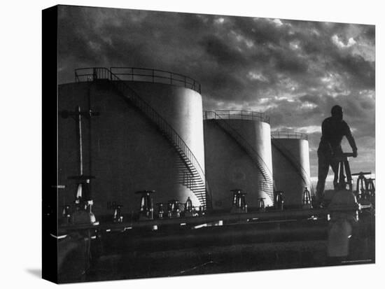 Huge Storage Tanks of Aramco Oil Co-Howard Sochurek-Premier Image Canvas