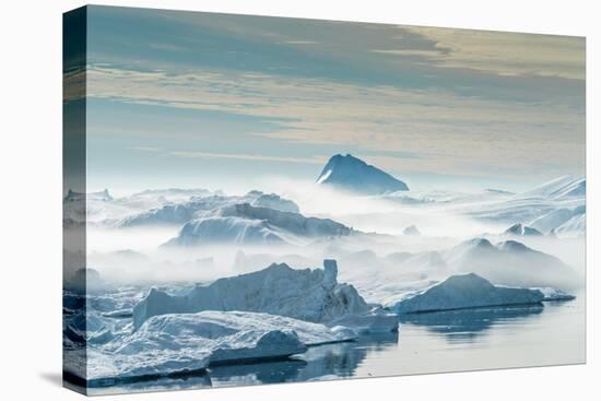 Huge Stranded Icebergs at the Mouth of the Icejord Near Ilulissat at Midnight, Greenland-Luis Leamus-Premier Image Canvas