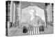 Huge Woodrow Wilson Painting on Fabric Draped In Front of Government Building-null-Stretched Canvas