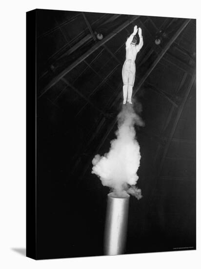 Human Cannonball Egle Zacchini Emerging From Barrel of Cannon During Her Circus Act-Cornell Capa-Premier Image Canvas