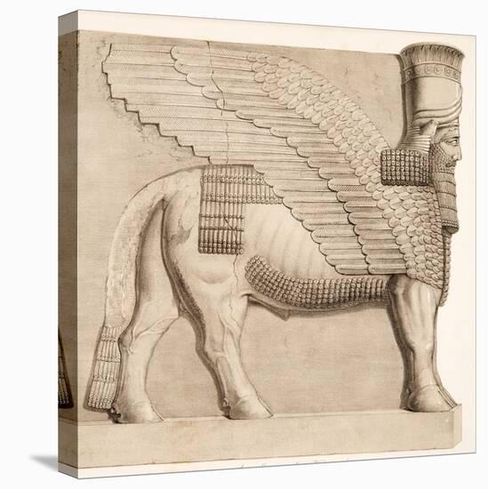 Human Headed Bull and Winged Figure from a Gateway in the Wall Surrounding Kouyunjik, from Monument-Austen Henry Layard-Premier Image Canvas