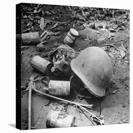 Human Skull, an Army Helmet, and Canned Food by the Side of the Ledo Road, Burma, July 1944-Bernard Hoffman-Premier Image Canvas