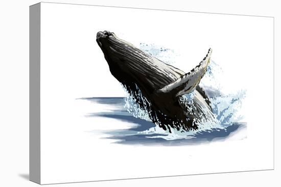 Humpback Whale - Icon-Lantern Press-Stretched Canvas
