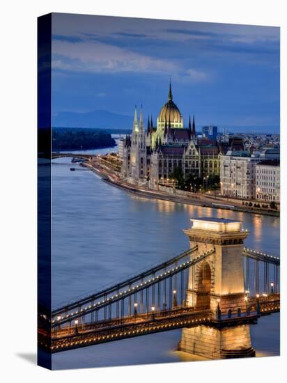 Hungary, Budapest, Parliament Buildings, Chain Bridge and River Danube-Michele Falzone-Premier Image Canvas