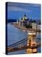 Hungary, Budapest, Parliament Buildings, Chain Bridge and River Danube-Michele Falzone-Premier Image Canvas