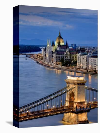 Hungary, Budapest, Parliament Buildings, Chain Bridge and River Danube-Michele Falzone-Premier Image Canvas