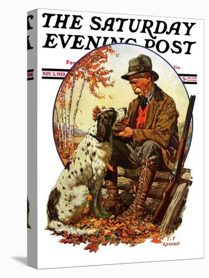 "Hunter and Spaniel," Saturday Evening Post Cover, November 3, 1928-JF Kernan-Premier Image Canvas