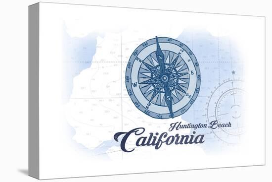 Huntington Beach, California - Compass - Blue - Coastal Icon-Lantern Press-Stretched Canvas