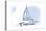 Huntington Beach, California - Sailboat - Blue - Coastal Icon-Lantern Press-Stretched Canvas