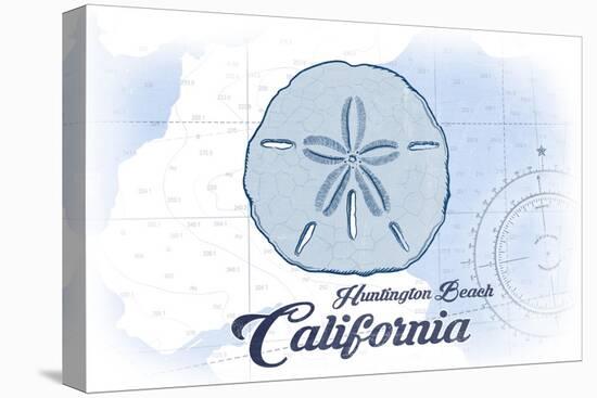 Huntington Beach, California - Sand Dollar - Blue - Coastal Icon-Lantern Press-Stretched Canvas