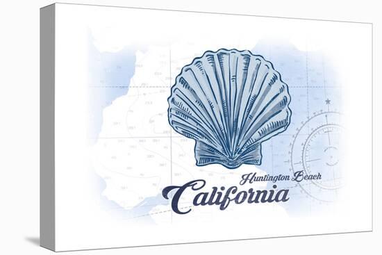 Huntington Beach, California - Scallop Shell - Blue - Coastal Icon-Lantern Press-Stretched Canvas