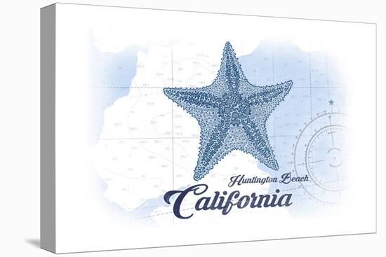 Huntington Beach, California - Starfish - Blue - Coastal Icon-Lantern Press-Stretched Canvas