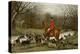 Huntsman with Foxhounds Tracking a Scent Across a Brook, England, 1800s-null-Premier Image Canvas