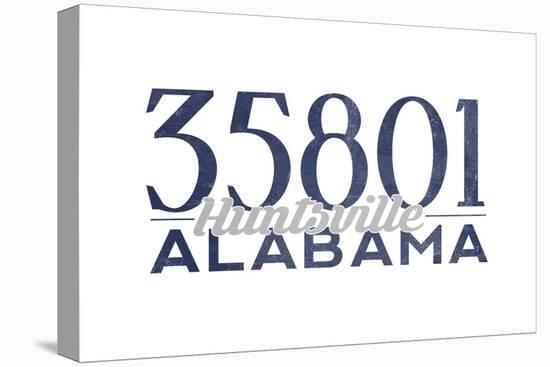 Huntsville, Alabama - 35801 Zip Code (Blue)-Lantern Press-Stretched Canvas