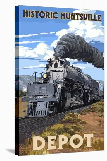 Huntsville, Alabama - Huntsville Depot - Steam Locomotive-Lantern Press-Stretched Canvas