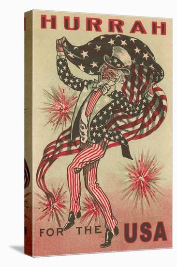 Hurrah for the USA, Prancing Uncle Sam-null-Stretched Canvas