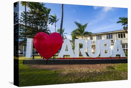 I Love Aruba Sign in Downtown Oranjestad, Capital of Aruba, ABC Islands, Netherlands Antilles-Michael Runkel-Premier Image Canvas
