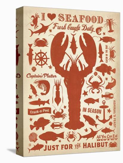 I Love Seafood (Lobster)-Anderson Design Group-Stretched Canvas
