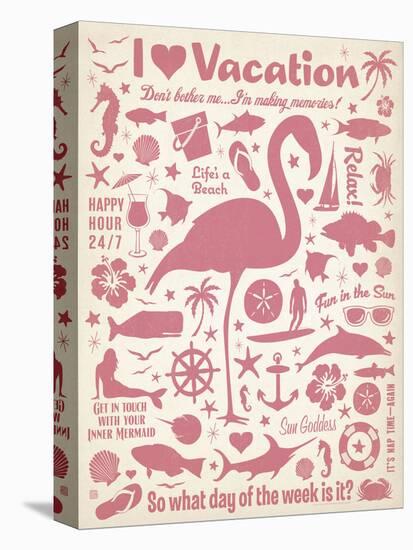 I Love Vacation (Flamingo)-Anderson Design Group-Stretched Canvas