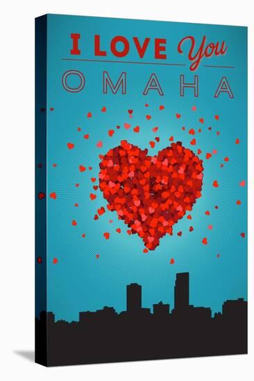 I Love You Omaha, Nebraska-Lantern Press-Stretched Canvas