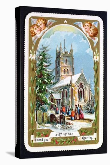 I Send You a Christmas Greeting, Victorian Christmas Card-null-Premier Image Canvas