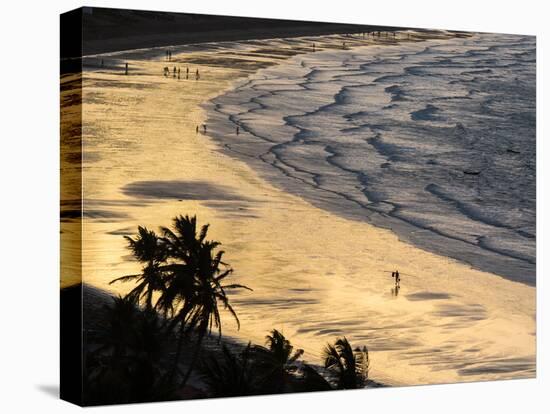 Icapui Beach, with People Fishing and Playing at Sunset-Alex Saberi-Premier Image Canvas