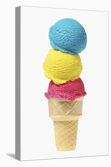 Ice Cream Cone with Scoops of Different Coloured Ice Cream-Kai Stiepel-Premier Image Canvas