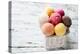 Ice Cream Scoops on Wooden Table, Close-Up.-Kesu01-Premier Image Canvas