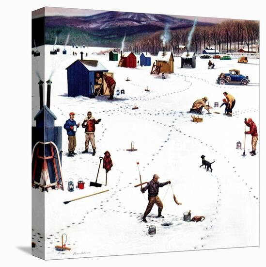 "Ice Fishing Camp", January 12, 1957-Stevan Dohanos-Premier Image Canvas